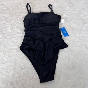 Cupshe Womens Black Ruched One Piece Swimsuit Size Small DAA12E3G007AA NWT